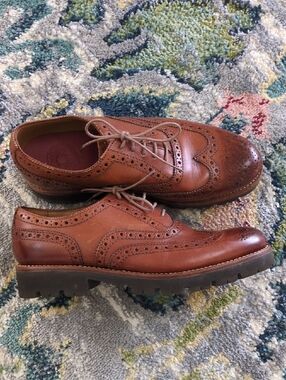 Grenson Classic Men's Wingtip Brogues in Cognac Brown